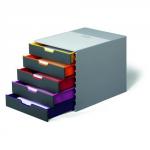 Durable Varicolor A4 Drawer Box with Five Colourful Drawers 7605/27