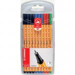 STABILO point 88 Fineliner Pen 0.4mm Line Assorted Office Colours (Wallet 10) 10654ST
