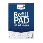 Silvine A4 Refill Pad 5mm Quadrille Squares 160 Pages Blue/White (Pack 6) 21519SC