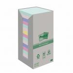 Post it Recycled Notes 76x76mm Assorted Colours 100 Sheets Per Pad Pack of 16 7100259226 38809MM