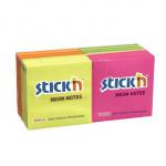 Sticky Notes 76x76mm Neon Asstd Pack of 12