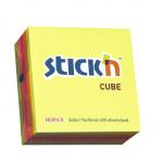 Sticky Notes Cube 76x76mm Neon Asstd
