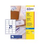 Avery Inkjet Address Label 63.5x38.1mm 21 Per A4 Sheet White (Pack 525 Labels) J8160-25 43565AV