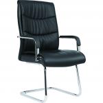 Carter Black Luxury Faux Leather Cantilever Chair With Arms BR000185 60785DY
