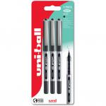 uni-ball Eye Micro UB-150 Liquid Ink Rollerball Pen 0.5mm Tip 0.3mm Line Plastic Free Packaging Black (Pack 3) 67978UB
