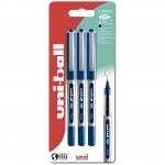 uni-ball Eye Micro UB-150 Liquid Ink Rollerball Pen 0.5mm Tip 0.3mm Line Plastic Free Packaging Blue (Pack 3) 67985UB