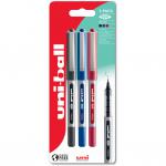 uni-ball Eye Micro UB-150 Liquid Ink Rollerball Pen 0.5mm Tip 0.3mm Line Plastic Free Packaging Black/Blue/Red (Pack 3) 67992UB
