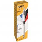 Bic 4 Colours Multifunction Ballpoint Pen and Pencil 1mm Tip 0.32mm Line and 0.7mm Lead Silver/White Barrel Black/Blue/Red/Pencil (Pack 12) 69248BC