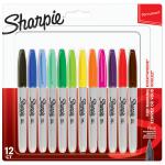 Sharpie Permanent Marker Fine Tip 0.9mm Line Assorted Colours (Pack 12) 72899NR