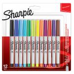 Sharpie Permanent Marker Ultra Fine Tip 0.5mm Line Assorted Colours (Pack 12) 72955NR