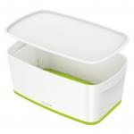 Leitz MyBox Small with lid; Storage Box 5 litre; W 318 x H 128 x D 191 mm. Green