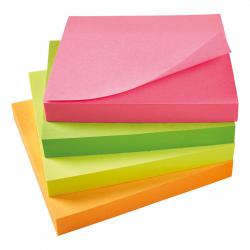 Cheap Stationery Supply of 5 Star Office Re-Move Notes Repositionable Neon Pad of 100 Sheets 76x76mm Assorted Pack of 12 912971 Office Statationery