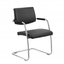 Cheap Stationery Supply of Havanna Visitor Chair Black Leather With Arms Office Statationery