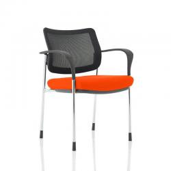 Cheap Stationery Supply of Brunswick Deluxe Mesh Back Chrome Frame Bespoke Colour Seat Tabasco Orange With Arms KCUP1602 Office Statationery