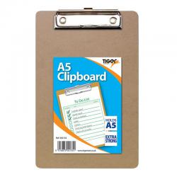 Cheap Stationery Supply of Tiger Masonite Hardboard Clipboard A5 Brown 42806TG Office Statationery