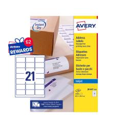 Cheap Stationery Supply of Avery Inkjet Address Label 63.5x38.1mm 21 Per A4 Sheet White (Pack 2100 Labels) J8160-100 43558AV Office Statationery