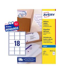 Cheap Stationery Supply of Avery Inkjet Address Label 63.5x46.6mm 18 Per A4 Sheet White (Pack 1800 Labels) J8161-100 43572AV Office Statationery