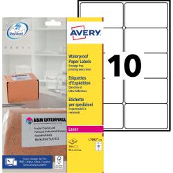 Cheap Stationery Supply of Avery Laser Weatherproof Parcel Label 99x57mm 10 Per A4 Sheet White(Pack 250 Labels)L7992-25 44650AV Office Statationery