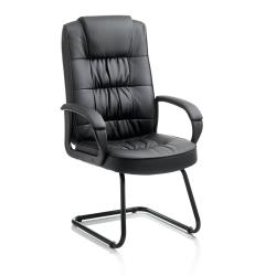 Cheap Stationery Supply of Moore Cantilever Visitor Chair Black Leather With Arms KC0151 62311DY Office Statationery