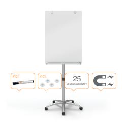 Cheap Stationery Supply of Nobo Glass Mobile Flipchart Easel Magnetic 700x1000mm Silver 1903949 71989AC Office Statationery