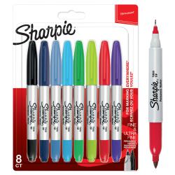 Cheap Stationery Supply of Sharpie Twin Tip Permanent Marker 0.5mm and 0.7mm Line Assorted Colours (Pack 8) 72941NR Office Statationery