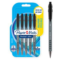 Cheap Stationery Supply of Paper Mate Flexgrip Ultra Retractable Ballpoint Pen 1.0mm Tip 0.5mm Line Black (Pack 5) 73060NR Office Statationery