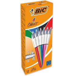 Cheap Stationery Supply of BIC 4 Colours Shine Ballpoint Pen 1.0mm Tip 0.32mm Line Assorted Colour Barrels Black/Blue/Green/Red Ink (Pack 12) 78016BC Office Statationery