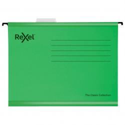 Cheap Stationery Supply of Rexel Classic Foolscap Suspension File Card 15mm V Base Green (Pack 25) 2115591 78779AC Office Statationery