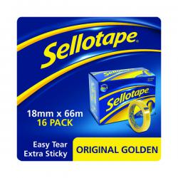 Cheap Stationery Supply of Sellotape Original Golden Tape 18mmx66m (Pack of 16) 1443252 SE04995 Office Statationery