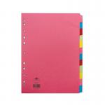 Concord Bright Subject Dividers 12-Part Card Multipunched 160gsm A4 Assorted Ref 50999 001049