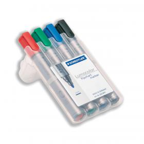 Staedtler Lumocolor Flipchart Markers Dry-safe Bullet Tip 2mm Wallet Asstd Colours Ref 356WP4 [Pack 4] 004975