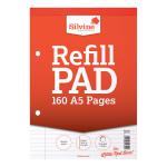 Silvine Refill Pad Headbound 75gsm Ruled Margin Perf Punched 2 Holes 160pp A5 Red Ref A5RPFM [Pack 6] 112597