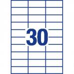 Avery Multipurpose Labels Laser Copier Inkjet 30 per Sheet 70x29.7mm White Ref 3489 [3000 Labels] 126647