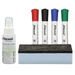 Rexel Whiteboard Cleaning Kit 4 Asst Dry-Erase Markers/Foam Eraser/Spray Cleaning Fluid Ref 1903798 126696