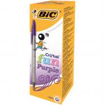 Bic Cristal Fun Ball Pen Large 1.6mm Tip 0.42mm Line Purple Ref 929055 [Pack 20]