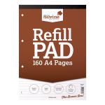 Silvine Refill Pad Headbound 75gsm Ruled Perforated Punched 4 Holes 160pp A4 Brown Ref A4RPF [Pack 6] 153458
