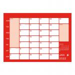 5 Star Office 2022 Wall Calendar Month to View Wirebound 135gsm Paper 249x231mm White/Red 156709