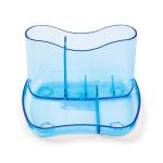 Glass Clear Desk Organiser 4 Compartments 93mm High Glass Clear Blue 157576