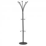 5 Star Facilities Coat Stand with Umbrella Holder 5 Pegs 3 Hooks Base Diameter 380mm Height 1790mm Grey 161288