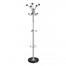 5 Star Facilities Coat Stand with Revolving Head 5 Pegs 5 Hooks Base 380mm Height 1890mm Black/Chrome 162442