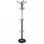5 Star Facilities Coat Stand with Umbrella Holder 5 Pegs 3 Hooks Base 380mm Height 1800mm Black/Chrome 165550