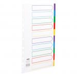 Concord Dividers 10-Part Polypropylene Reinforced Coloured-Tabs 120 Micron A4 White Ref 06901 18180X