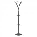 5 Star Facilities Coat Stand with Umbrella Holder 5 Pegs 3 Hooks Base Diameter 380mm Height 1790mm Black 256477