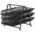 5 Star Office Mesh Letter Tray 3 Tier Scratch Resistant Stackable Front Load Portrait Foolscap Black