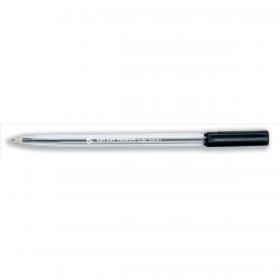 5 Star Office Ball Pen Clear Barrel Medium 1.0mm Tip 0.7mm Line Black [Pack 50] 295187