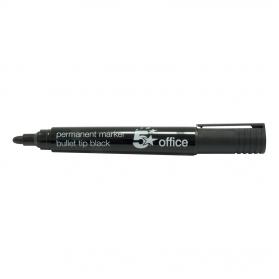 5 Star Office Permanent Marker Xylene/Toluene-free Smear proof Bullet Tip 2mm Line Black [Pack 12] 296077