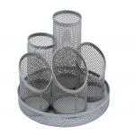 5 Star Office Desk Tidy Wire Mesh Scratch Resistant Non-Marking Base 5 Compartment DiaxH: 160x140mm Slv 319620