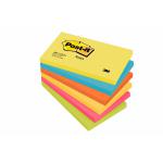 Post-it Colour Notes Pad of 100 Sheets 76x127mm Energetic Palette Rainbow Colours Ref 655TFEN [Pack 6]