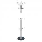 5 Star Facilities Coat Stand with Umbrella Holder 5 Pegs 5 Hooks Base 380mm Height 1820mm Black/Chrome 344842