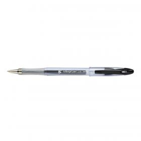 5 Star Office Roller Gel Pen Clear Barrel 1.0mm Tip 0.5mm Line Black [Pack 12] 396780